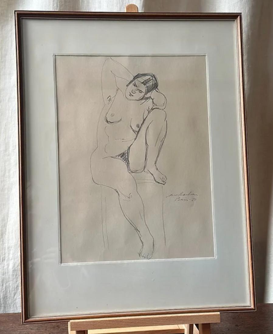 Model Study In Pencil By Arwid Karlsson, Signed & Dated, Paris - 50 In Good Condition For Sale In London, England