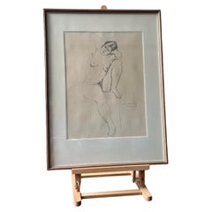 Vintage Model Study In Pencil By Arwid Karlsson, Signed & Dated, Paris - 50