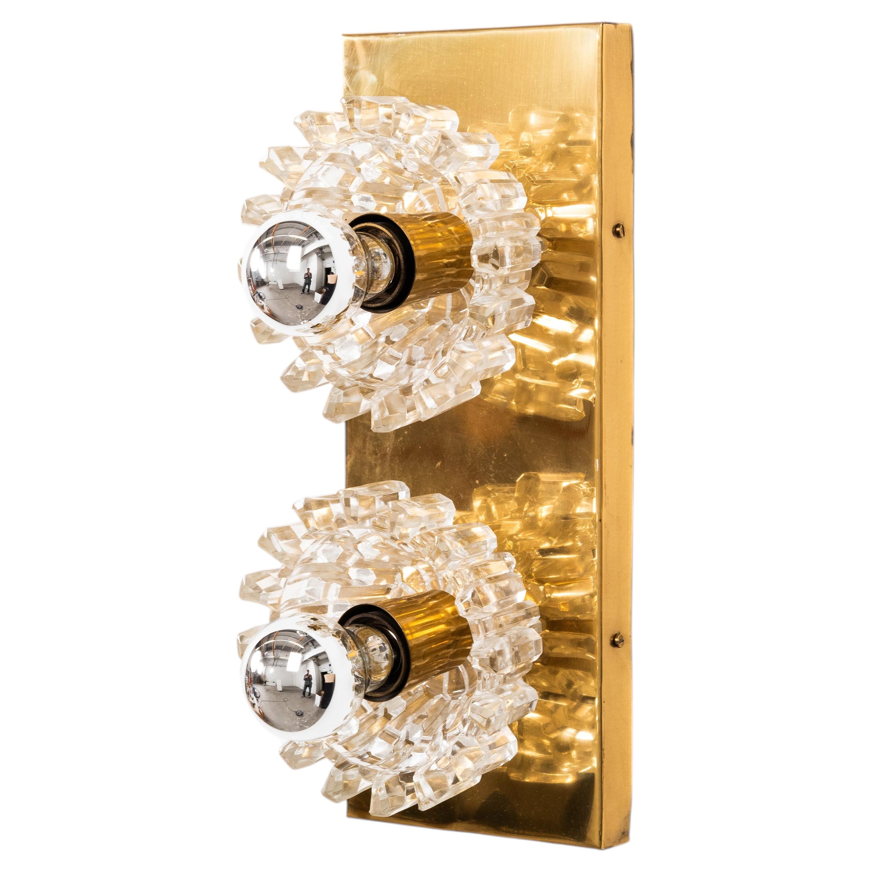 Model SV 60 Wall Light in Brass and Glass by Hyval, Finland, 1960s For Sale