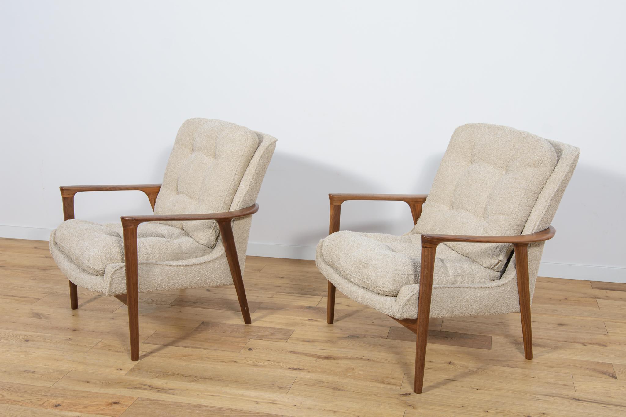 Woodwork Model Tulip Armchairs by Inge Andersson for Bröderna Andersson, 1960s, Set of 2 For Sale