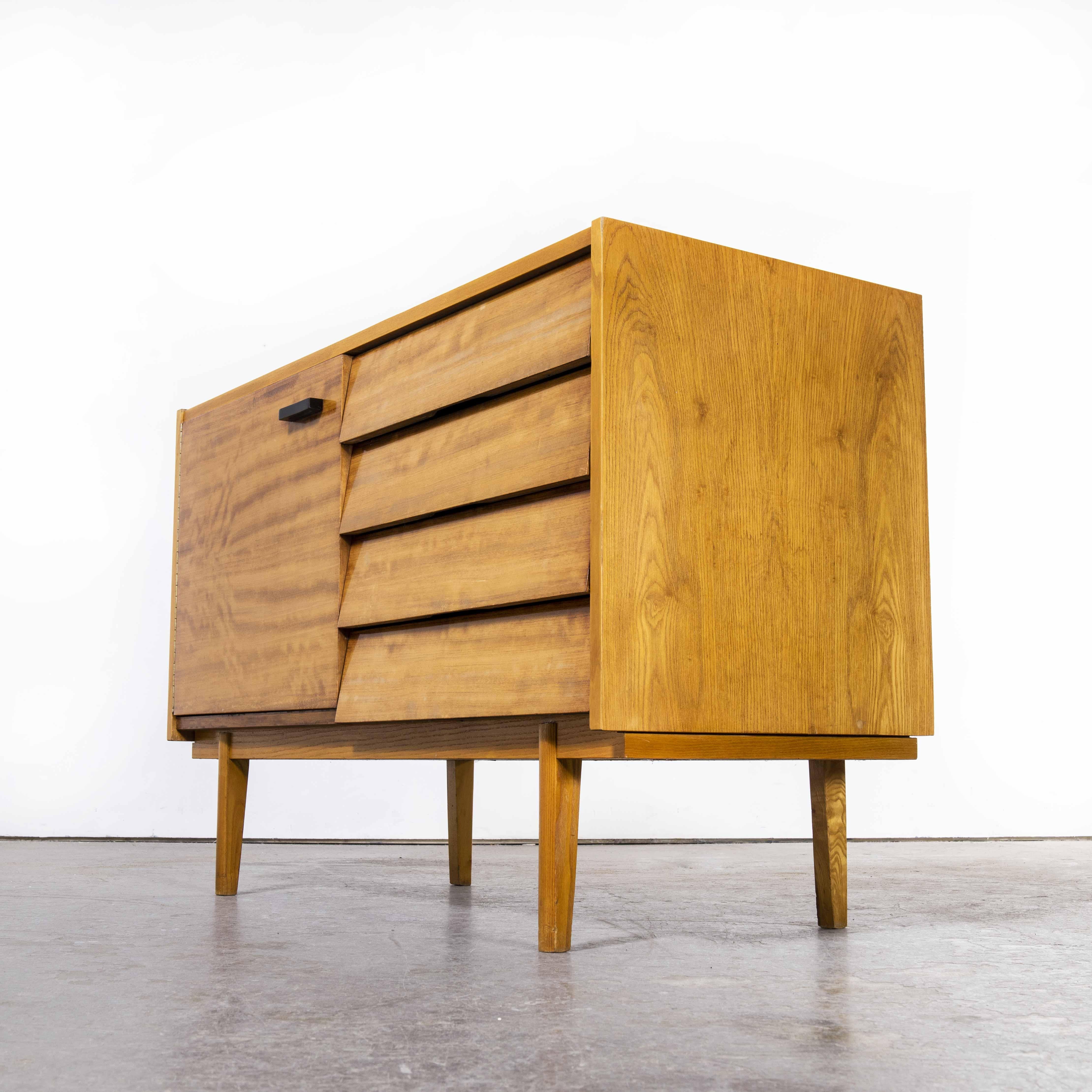 Mid-20th Century Model U-458, 1950's Four Drawer Oak Cabinet by Jiri Jiroutek for Interieur Praha For Sale