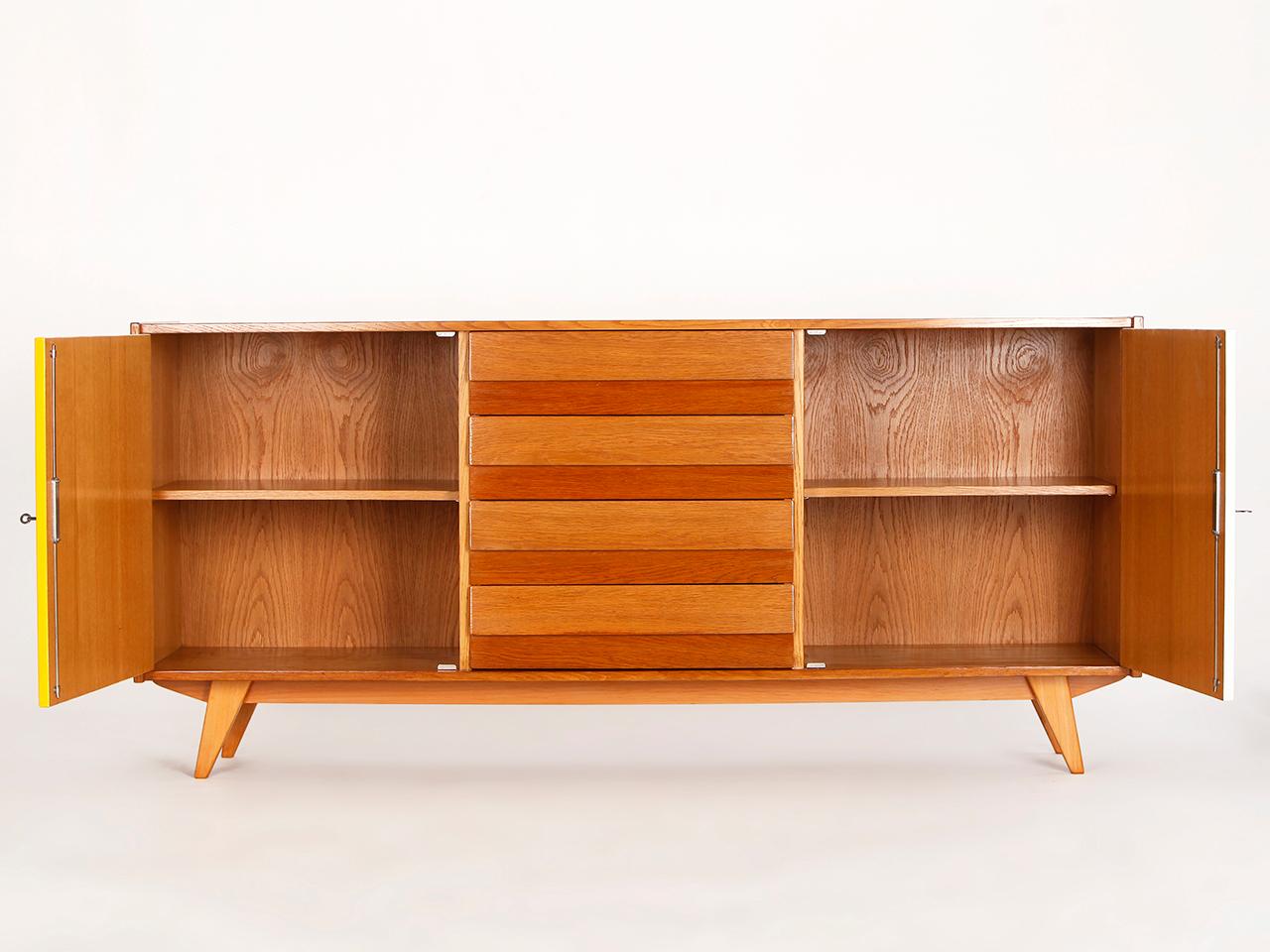 This model U-460 sideboard was designed by Jiri Jiroutek for Interier Praha in former Czechoslovakia. Produced in the 1960s. Completely restored. Excellent condition.