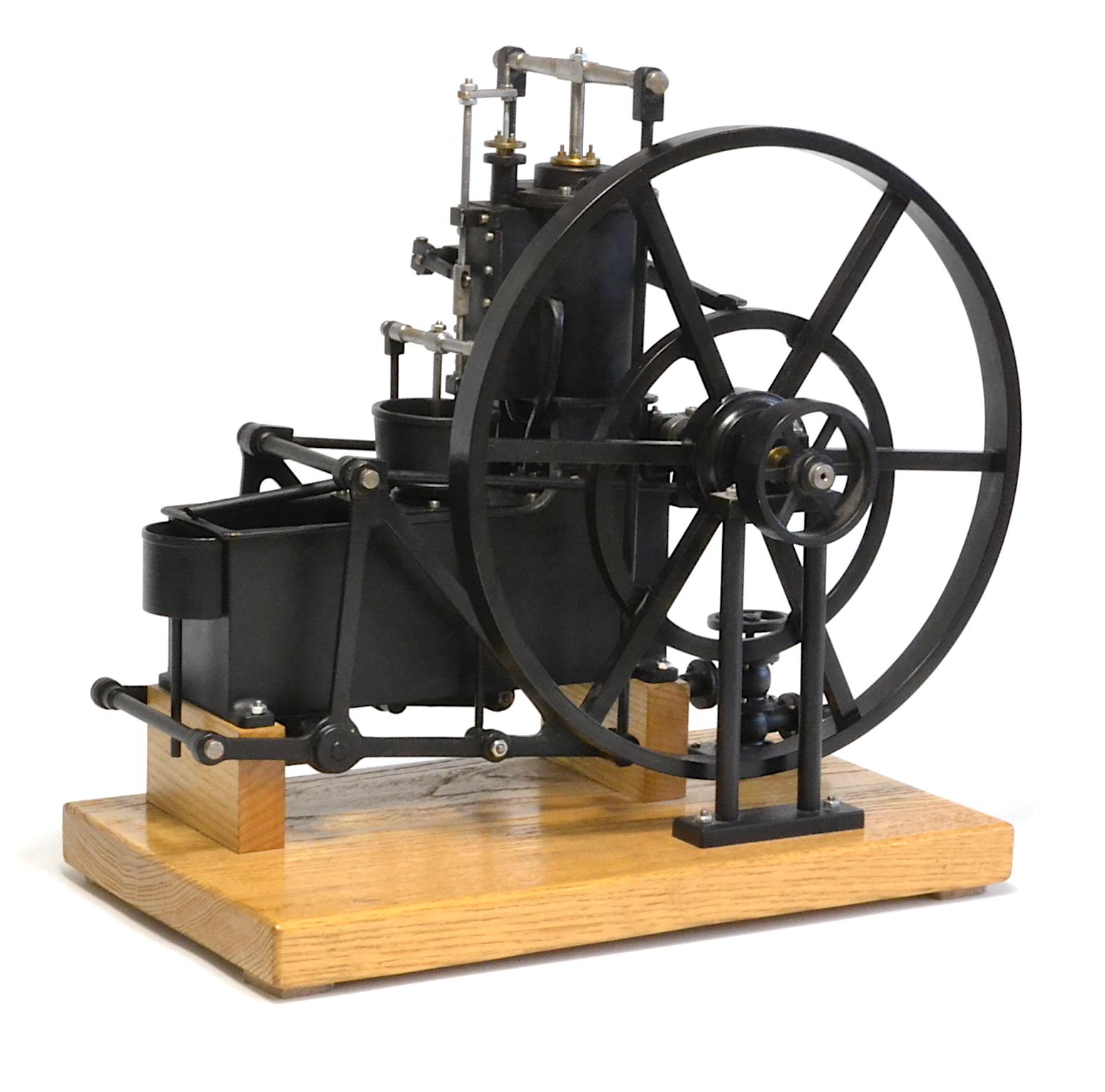 A well engineered model of William Murdoch's Bell Crank engine of 1799. With all the features of the original this is a fine example running smoothly on compressed air and will tick over at close to the designed speed of the original at around