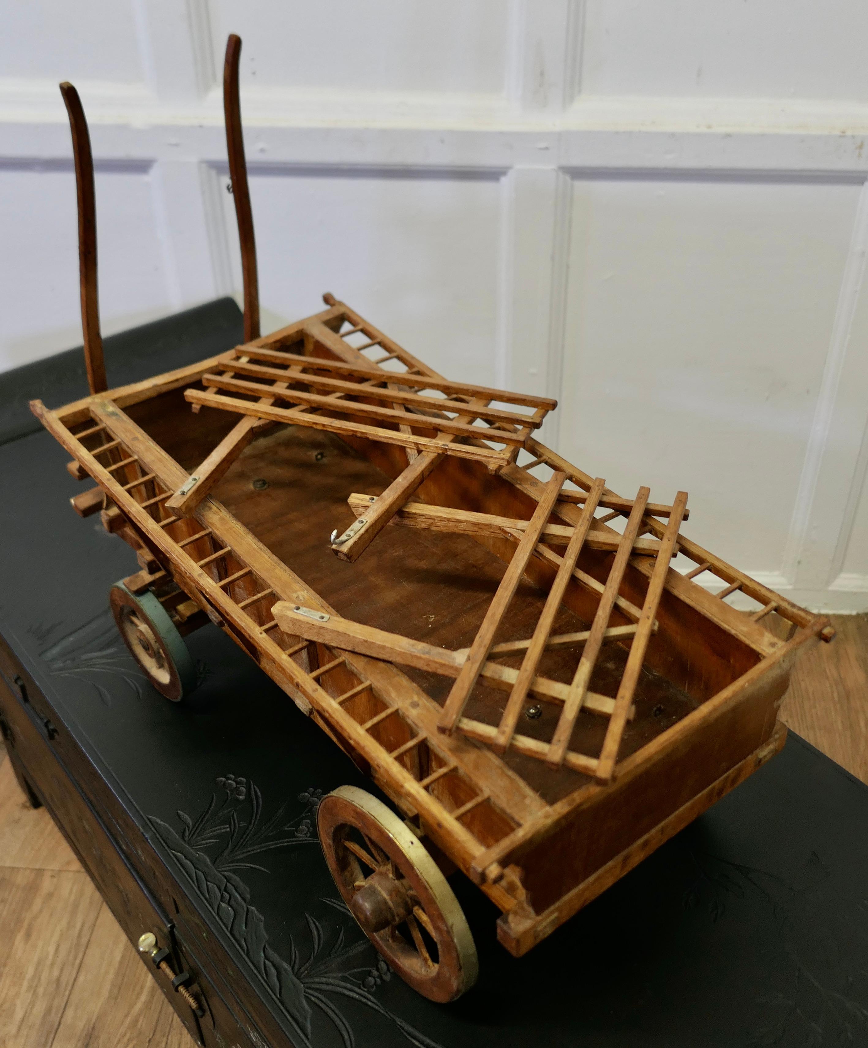 Oak Model Wooden Horse Drawn Hay Cart    For Sale