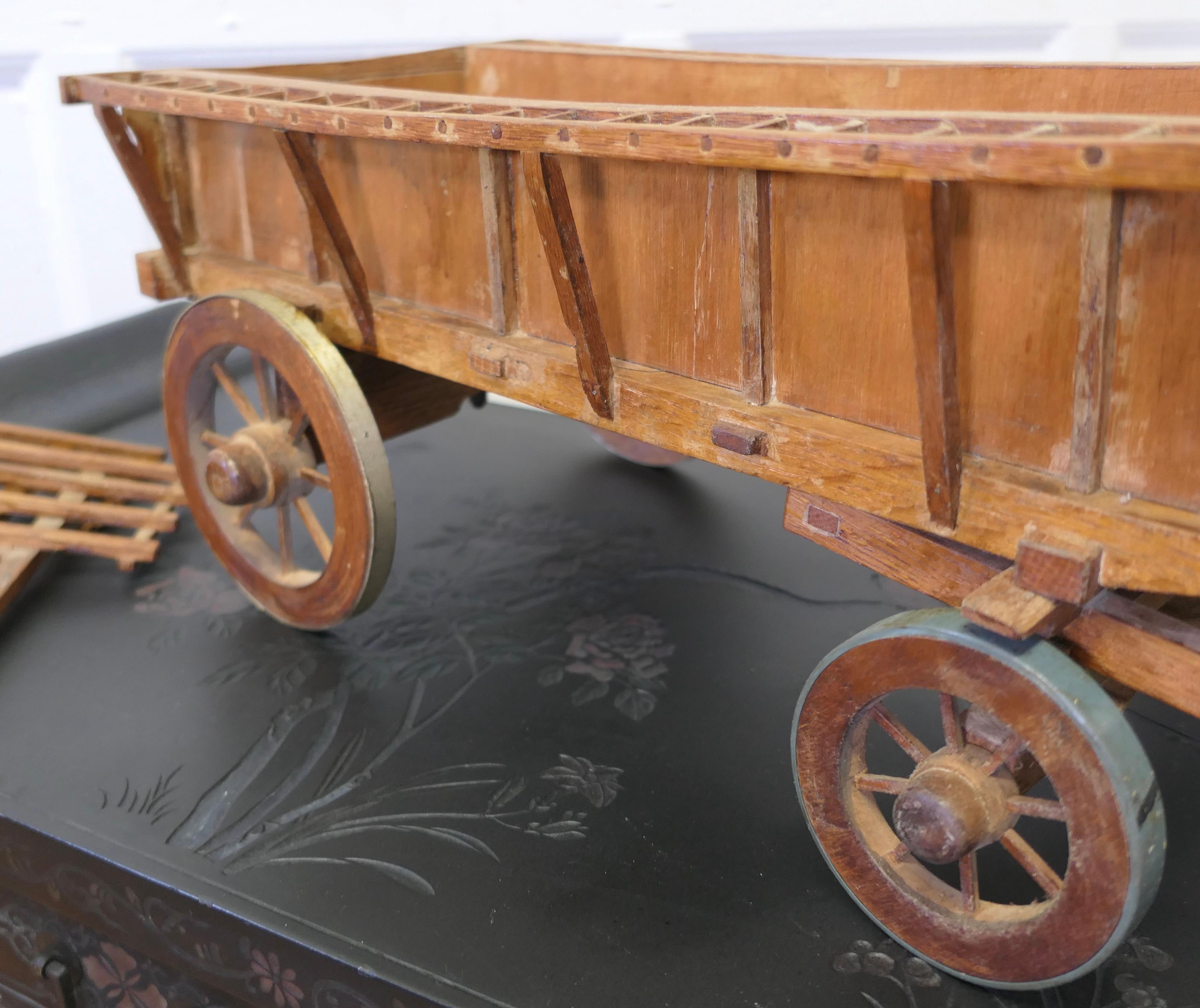 Model Wooden Horse Drawn Hay Cart    For Sale 2