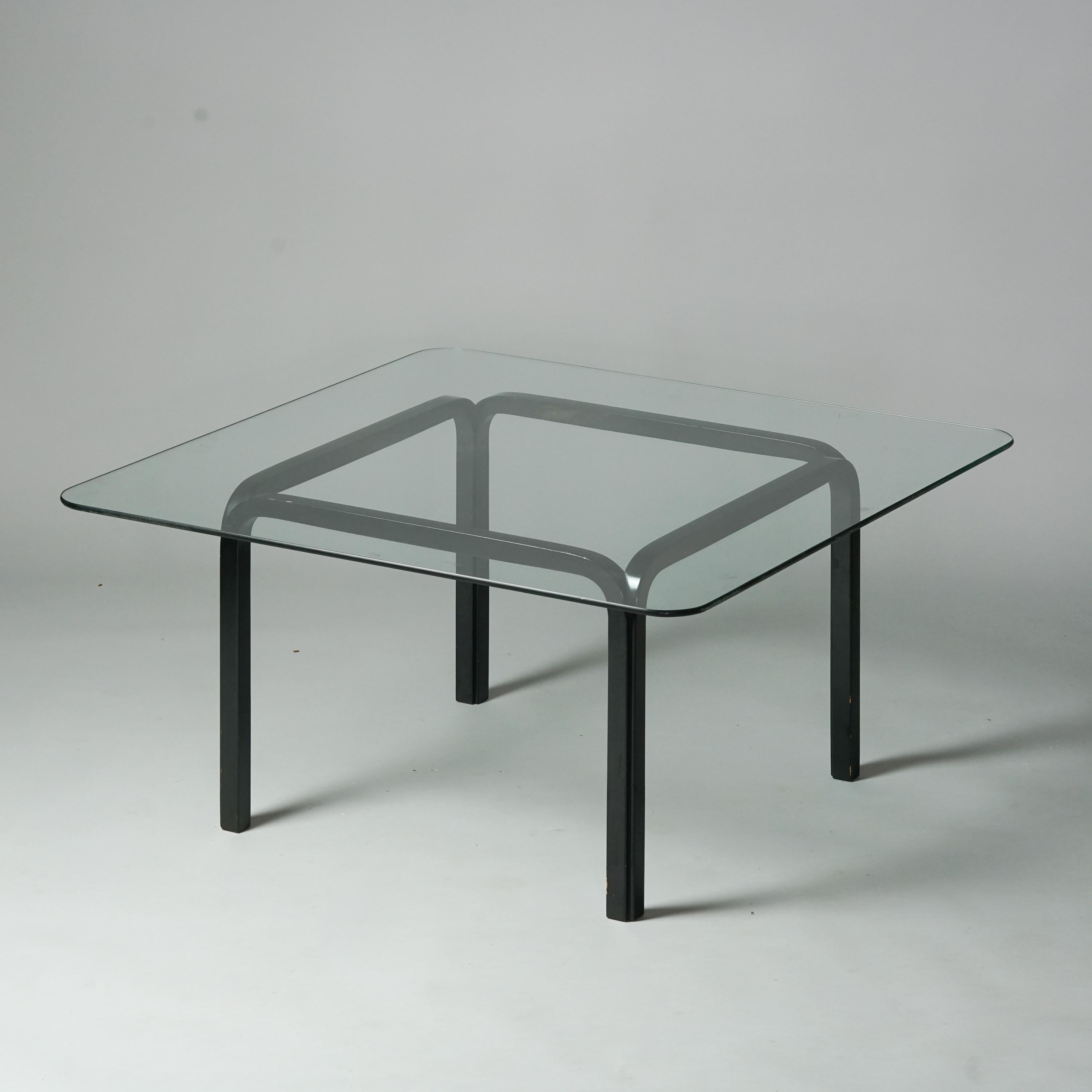 Model Y805B glass coffee table, designed by Alvar Aalto, manufactured by Artek, 1970s. Y805B painted birch frame with later added glass top. Good vintage condition, minor patina consistent with age and use. 

Alvar Aalto (1898-1976) is probably the