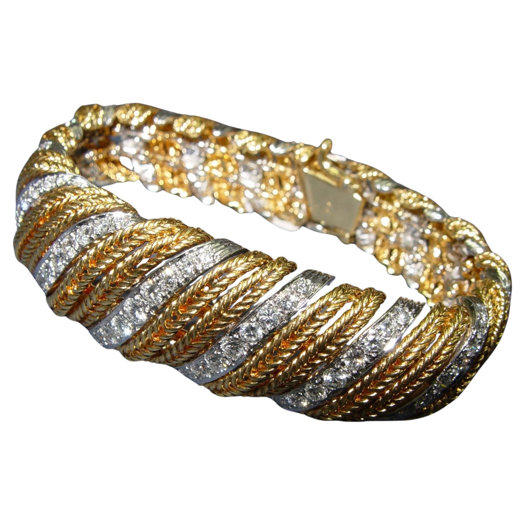 Modell Modelle STERLE Paris 18K Gold und Diamant-Armband 7,25" im Angebot