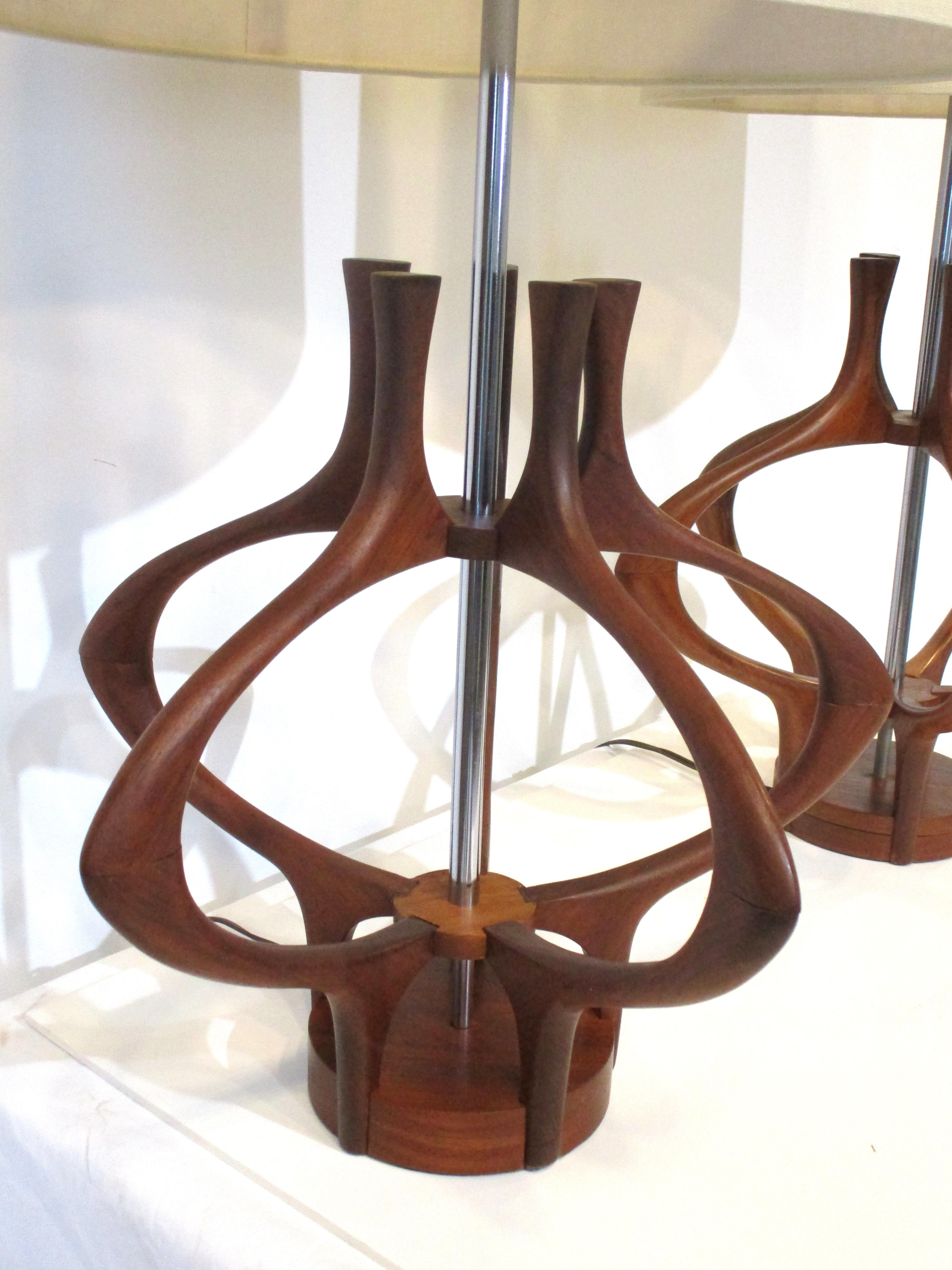 Modeline Danish Styled Walnut Table Lamps In Good Condition In Cincinnati, OH