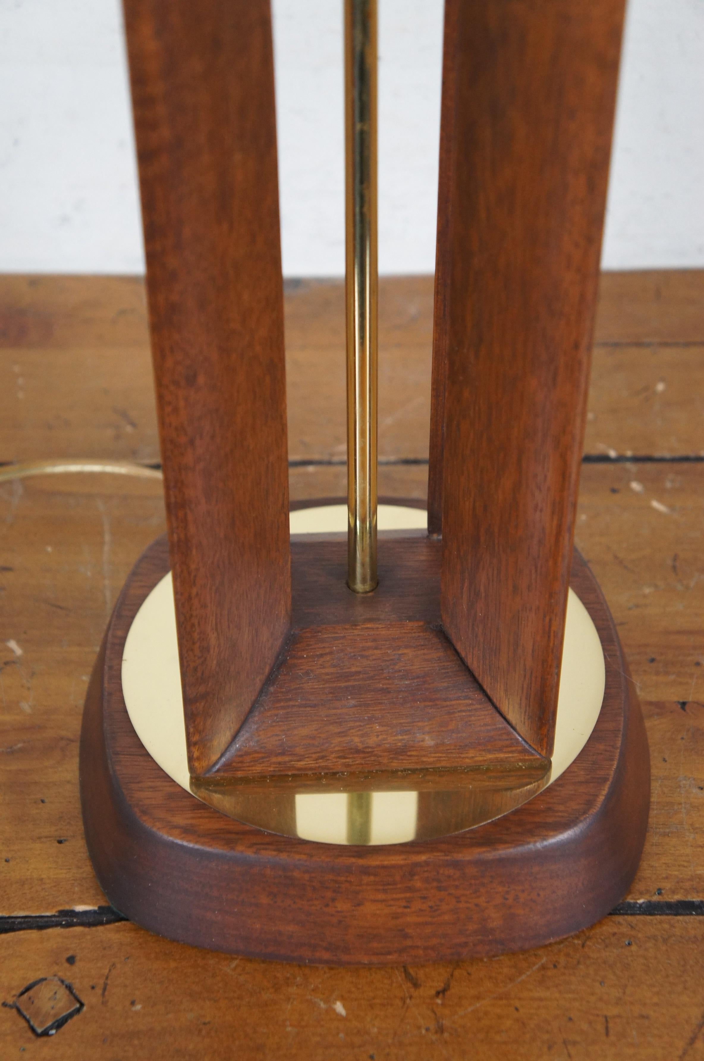 Modeline Lamp Co. Mid Century Modern Walnut & Brass Table Lamp 42