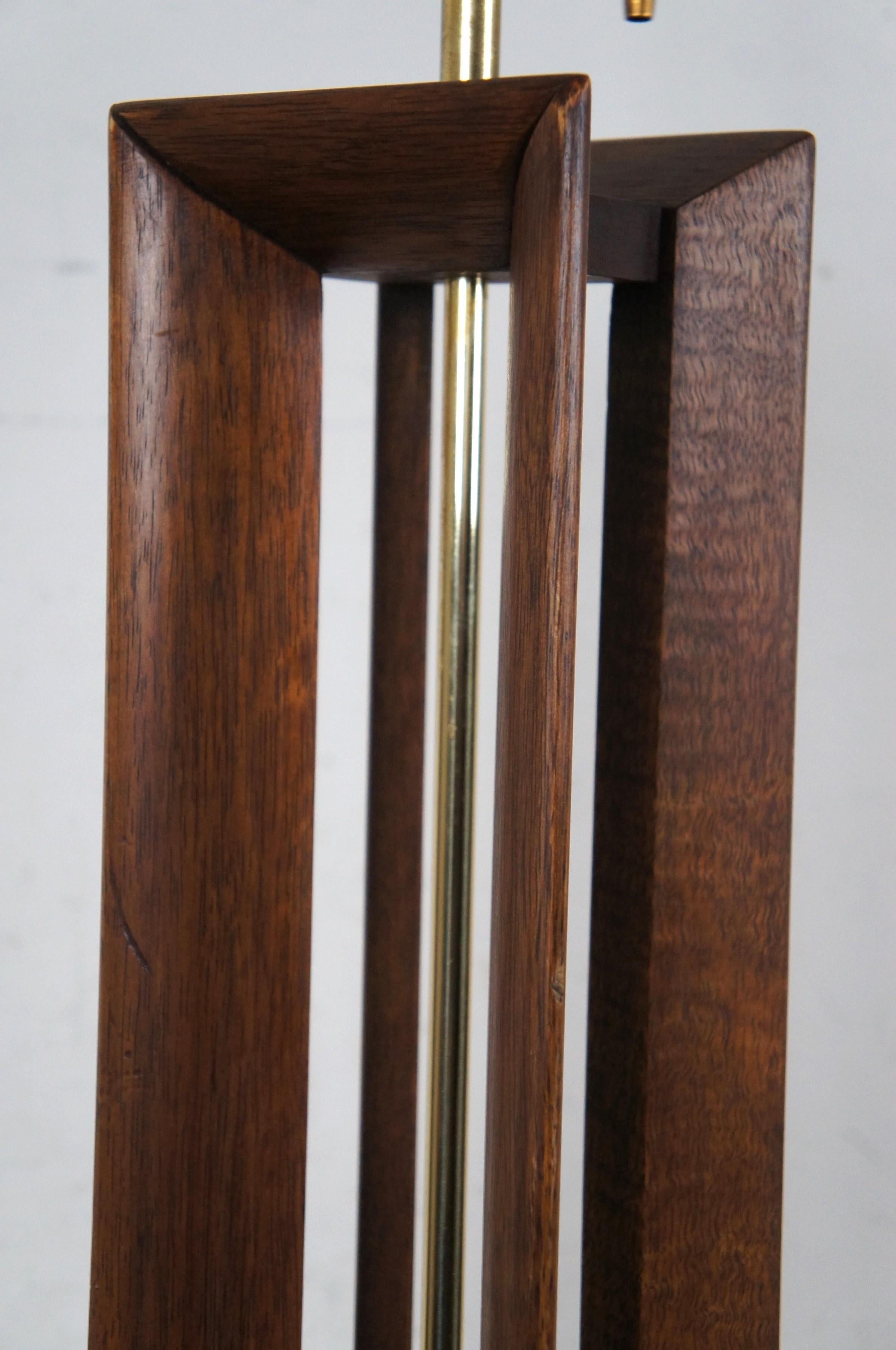Modeline Lamp Co. Mid Century Modern Walnut & Brass Table Lamp 42