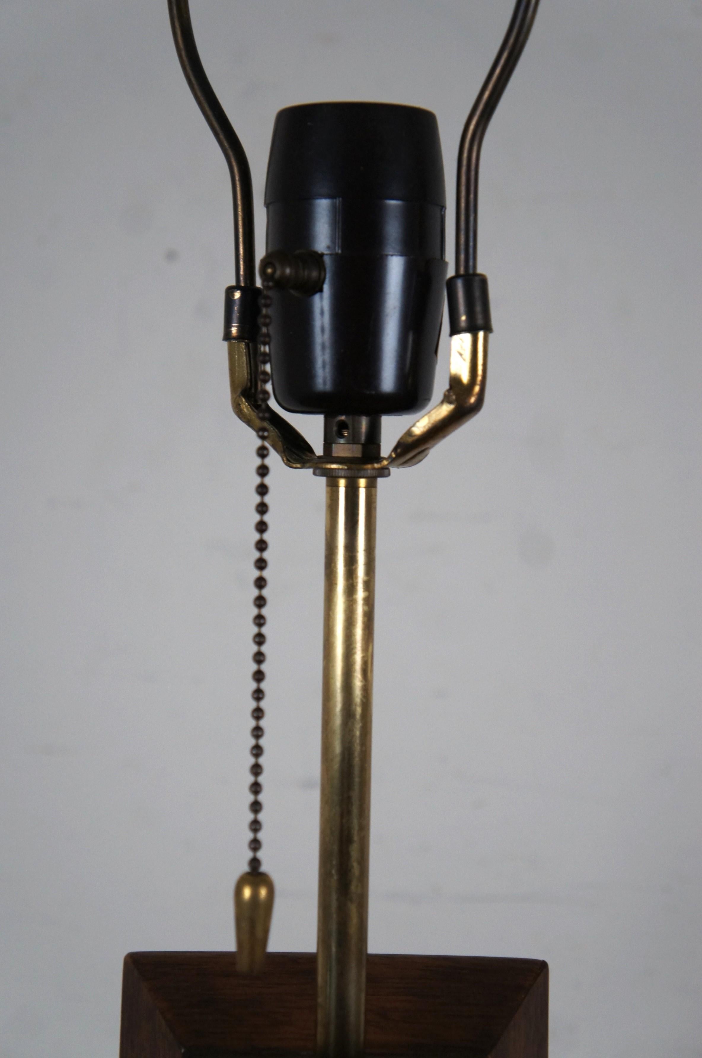 Modeline Lamp Co. Mid Century Modern Walnut & Brass Table Lamp 42