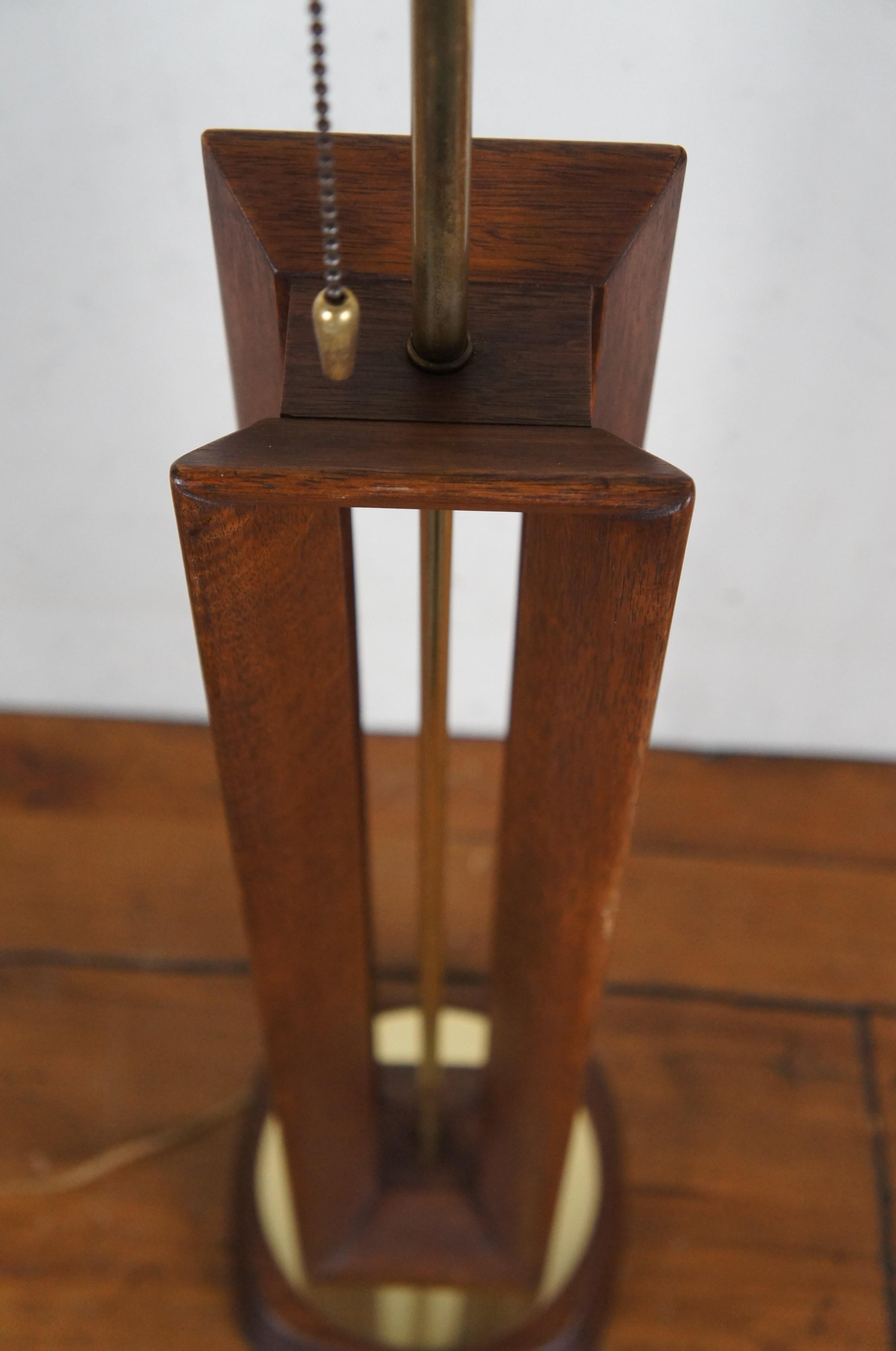 Modeline Lamp Co. Mid Century Modern Walnut & Brass Table Lamp 42
