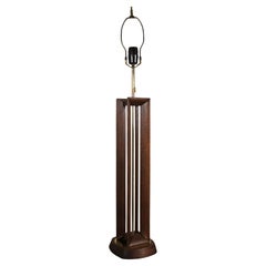 Modeline Lamp Co. Mid Century Modern Walnut & Brass Table Lamp 42"