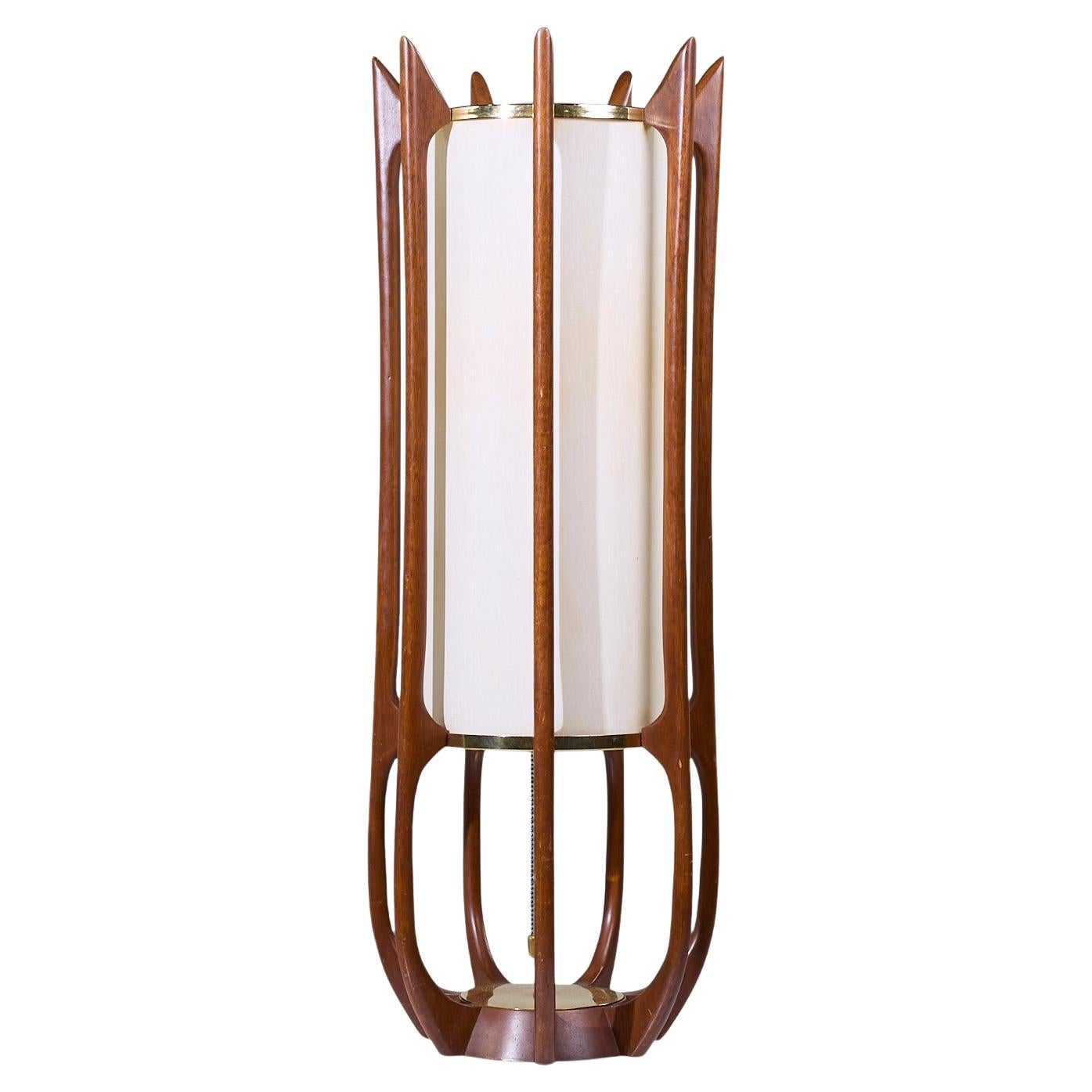 Modeline Model 635 Mid Century Sculptured Walnut and Brass Table Lamp For Sale