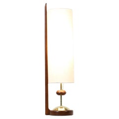 Modeline of California Modern Sculpted Walnut & Brass Table Lamp