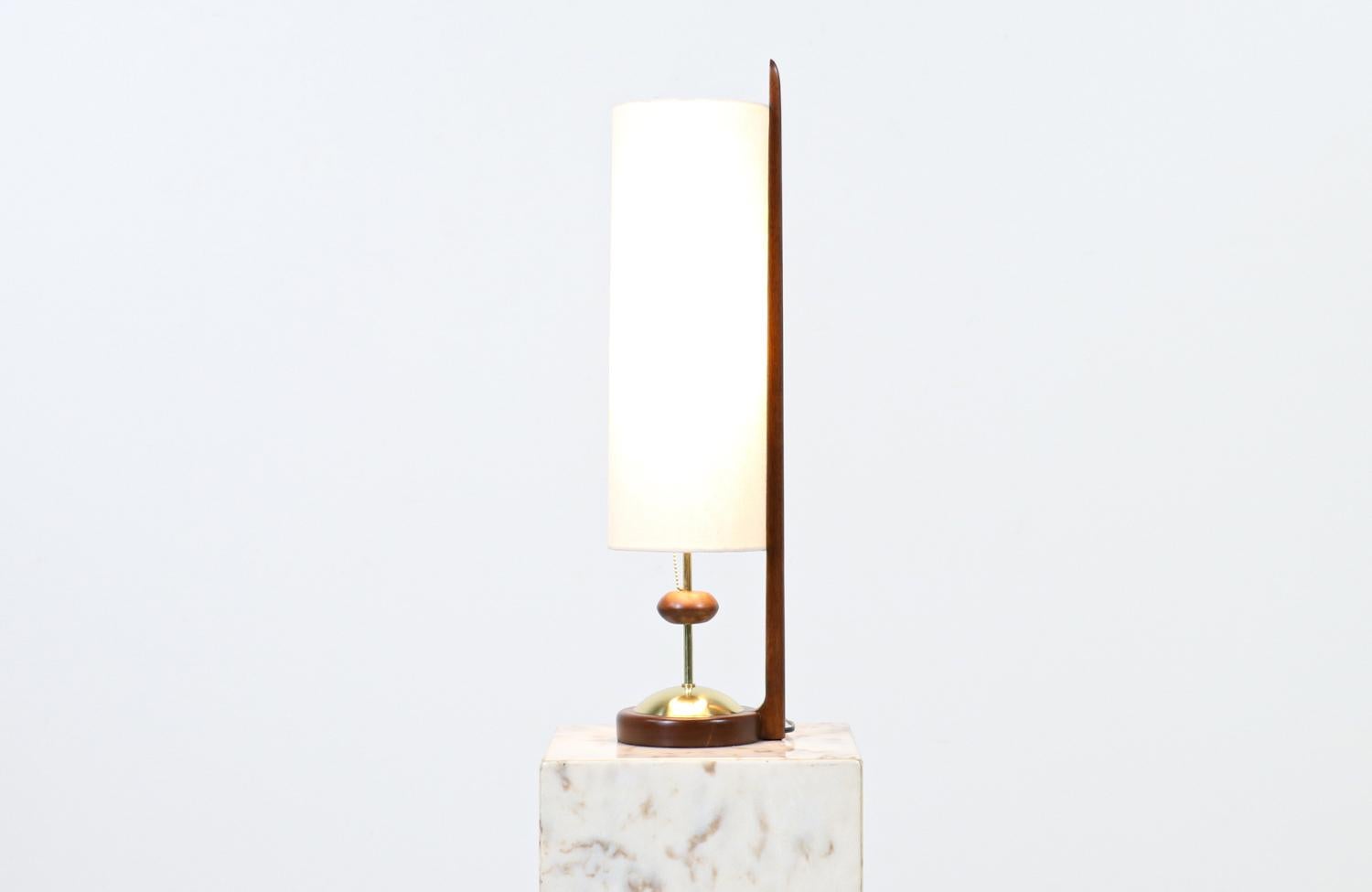 American Modeline of California Modern Sculpted Walnut Table Lamp