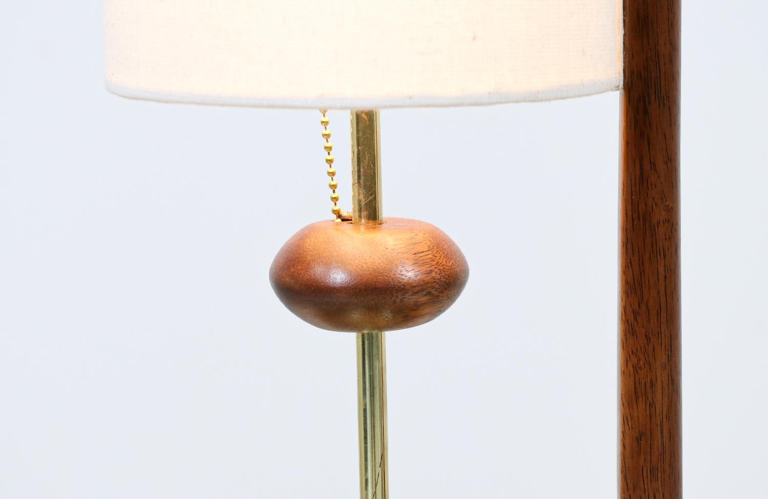 Brass Modeline of California Modern Sculpted Walnut Table Lamp