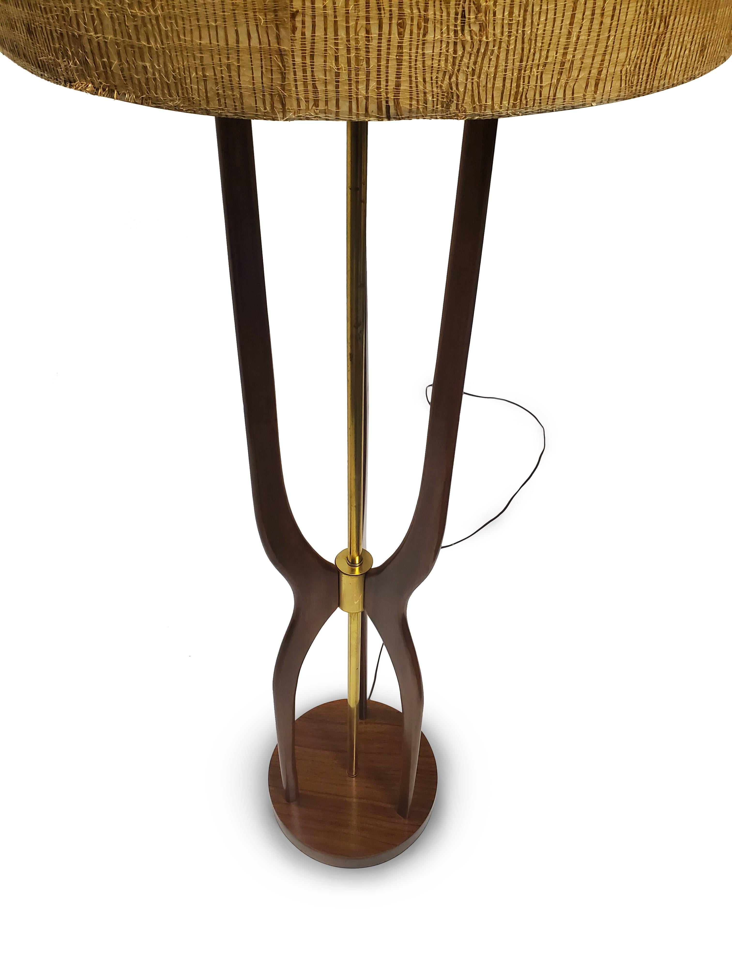 Modeline of California Sculpted Walnut & Brass Floor Lamp  4