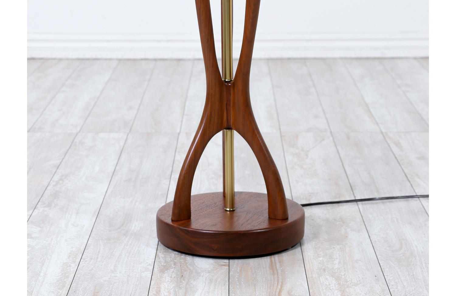 Expertly Restored - Modeline of California Sculpted Walnut & Brass Floor Lamp 3