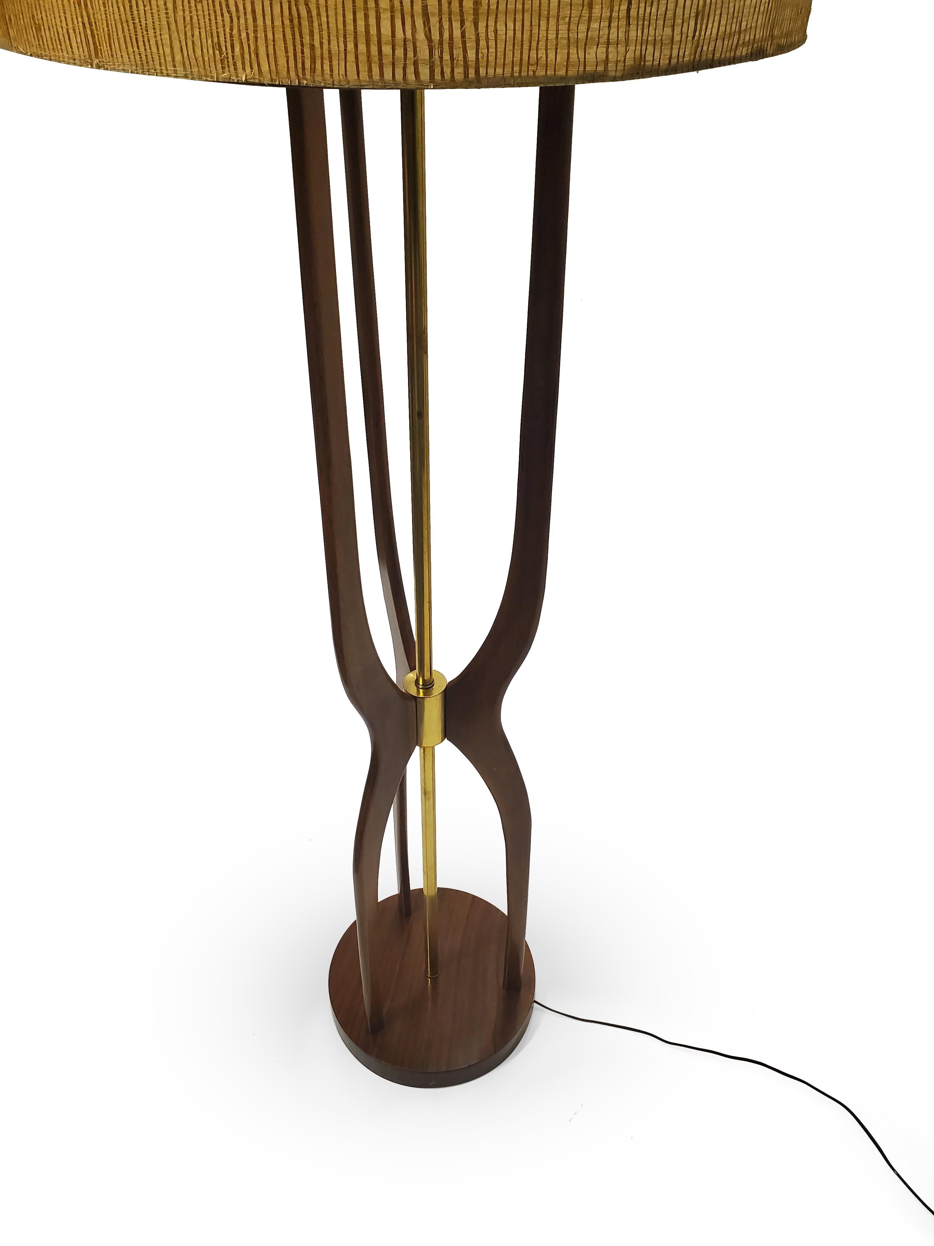 Modeline of California Sculpted Walnut & Brass Floor Lamp  3