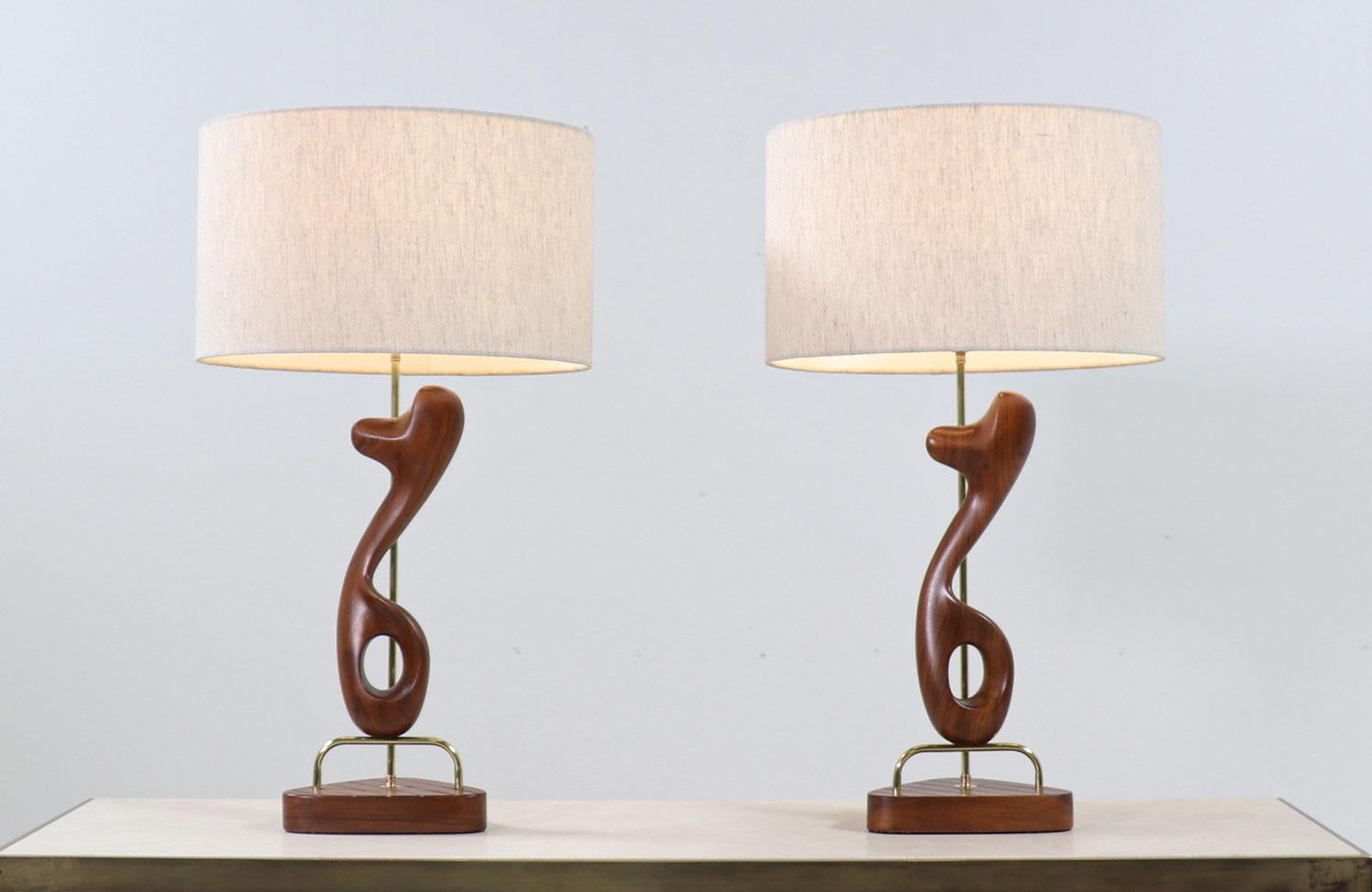 Modeline of California sculpted walnut & brass table lamps.

________________________________________

Transforming a piece of Mid-Century Modern furniture is like bringing history back to life, and we take this journey with passion and precision.