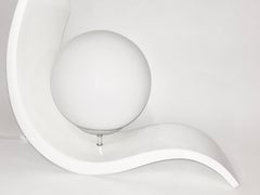 Modeline of California "White Wave" Enameled Table Lamp with White Frosted Globe