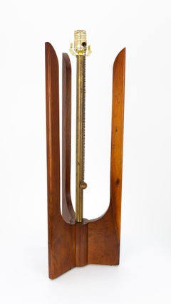 Modeline Style Mid Century Sculptural Walnut Table Lamp