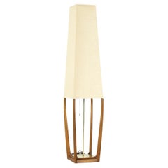 Modeline Style Midcentury Walnut and Brass Floor Lamp