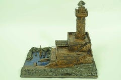 Modellino di faro realizzato negli anni Cinquanta in cartapesta gesso e legno