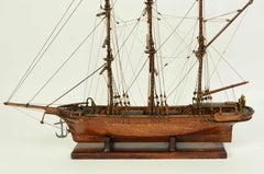 Scale model of a three-masted pole brigantine Liguria Italy late 1800s