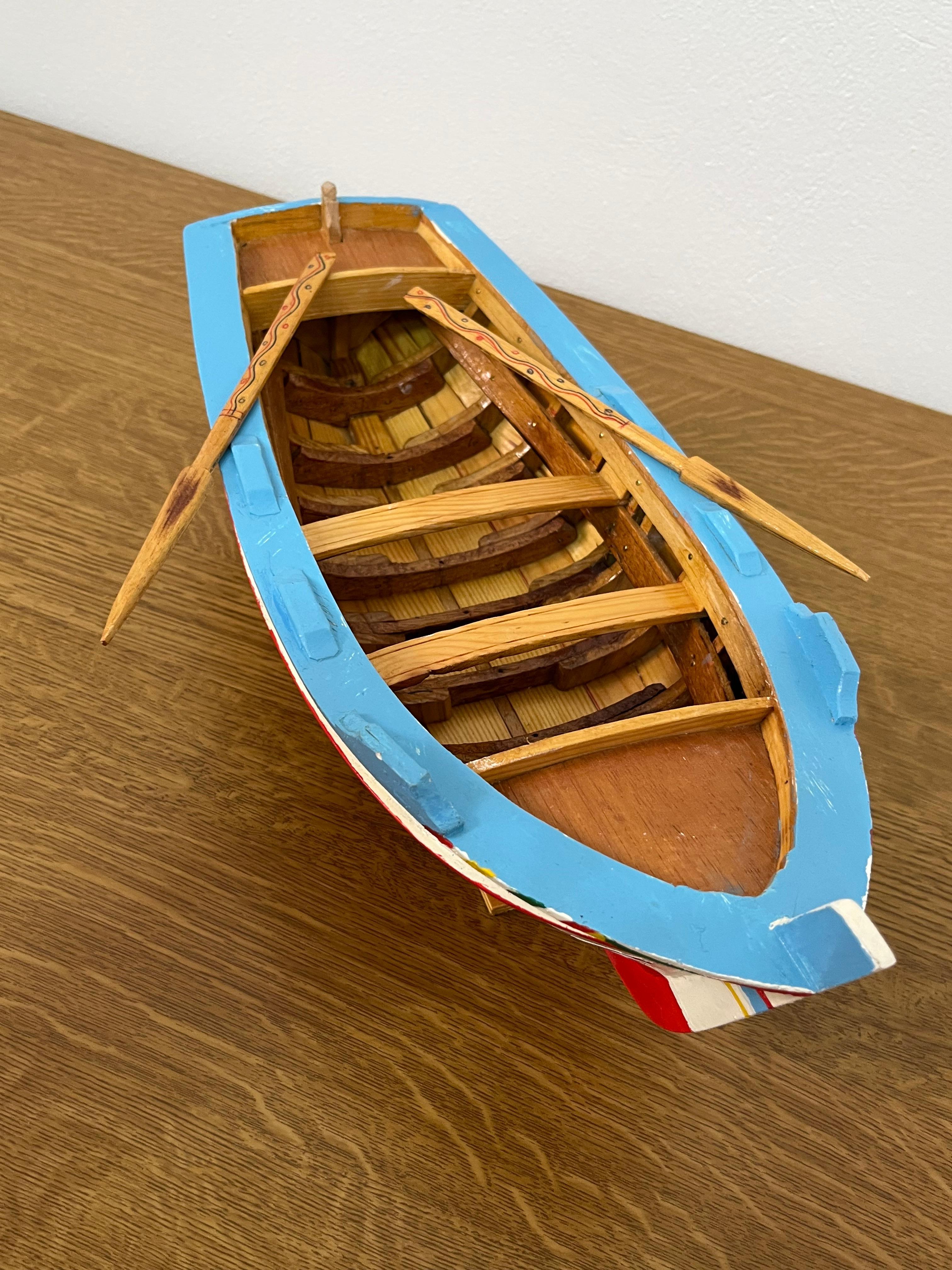 Miniature Model of Sicilian Fishing Boat, Handmade, 1980s For Sale 1