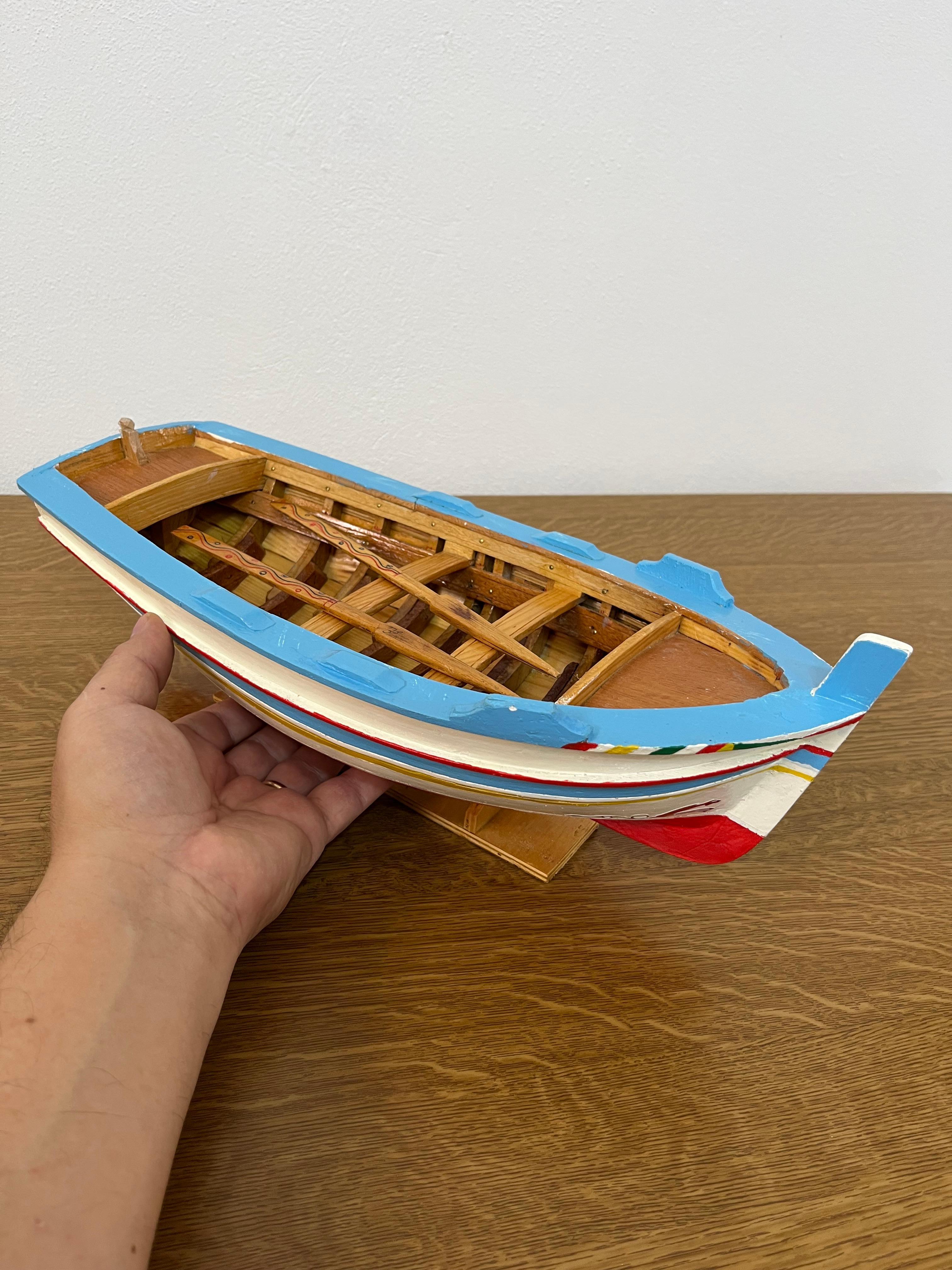 Miniature Model of Sicilian Fishing Boat, Handmade, 1980s For Sale 1