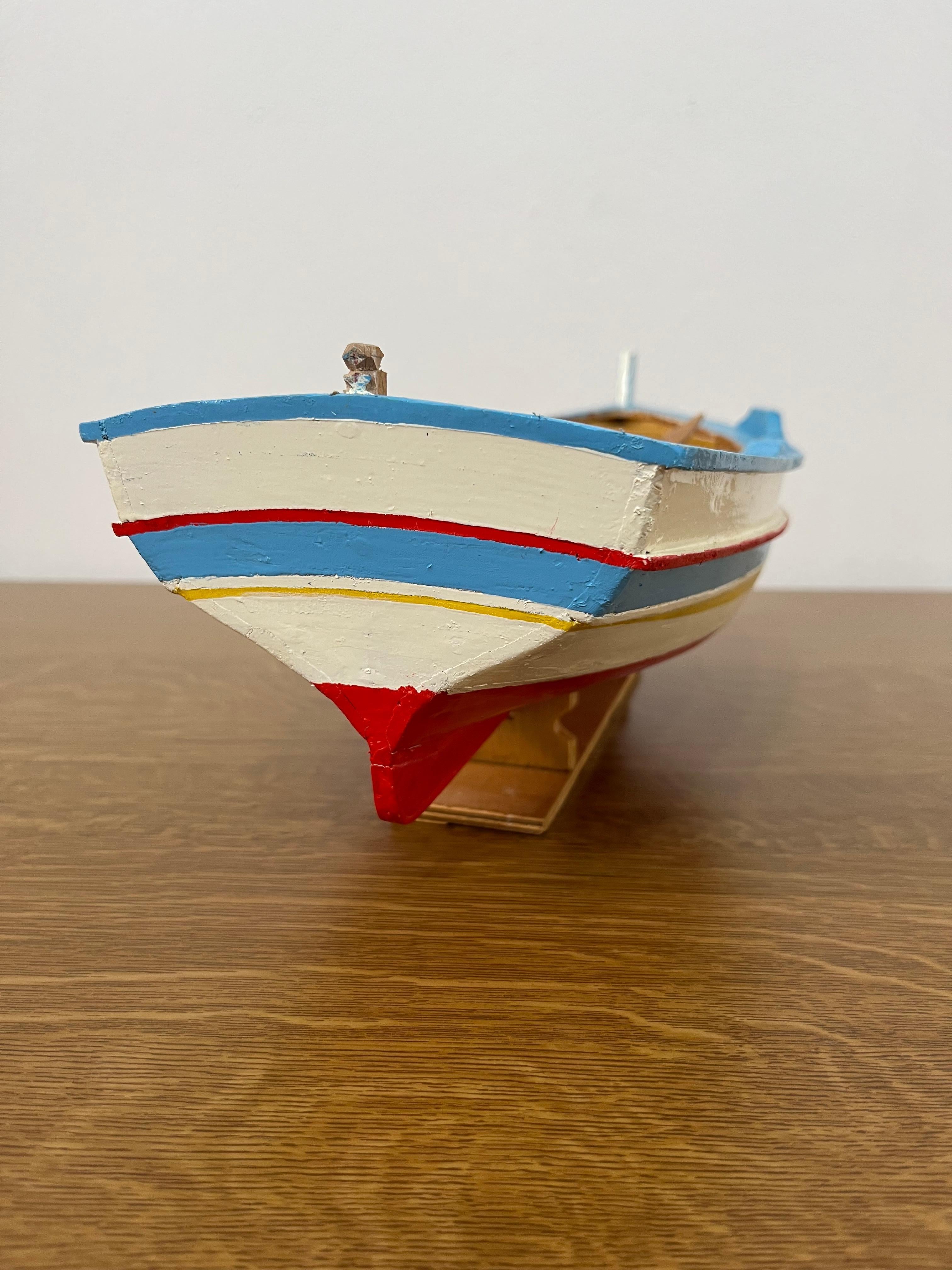 Miniature Model of Sicilian Fishing Boat, Handmade, 1980s For Sale 4