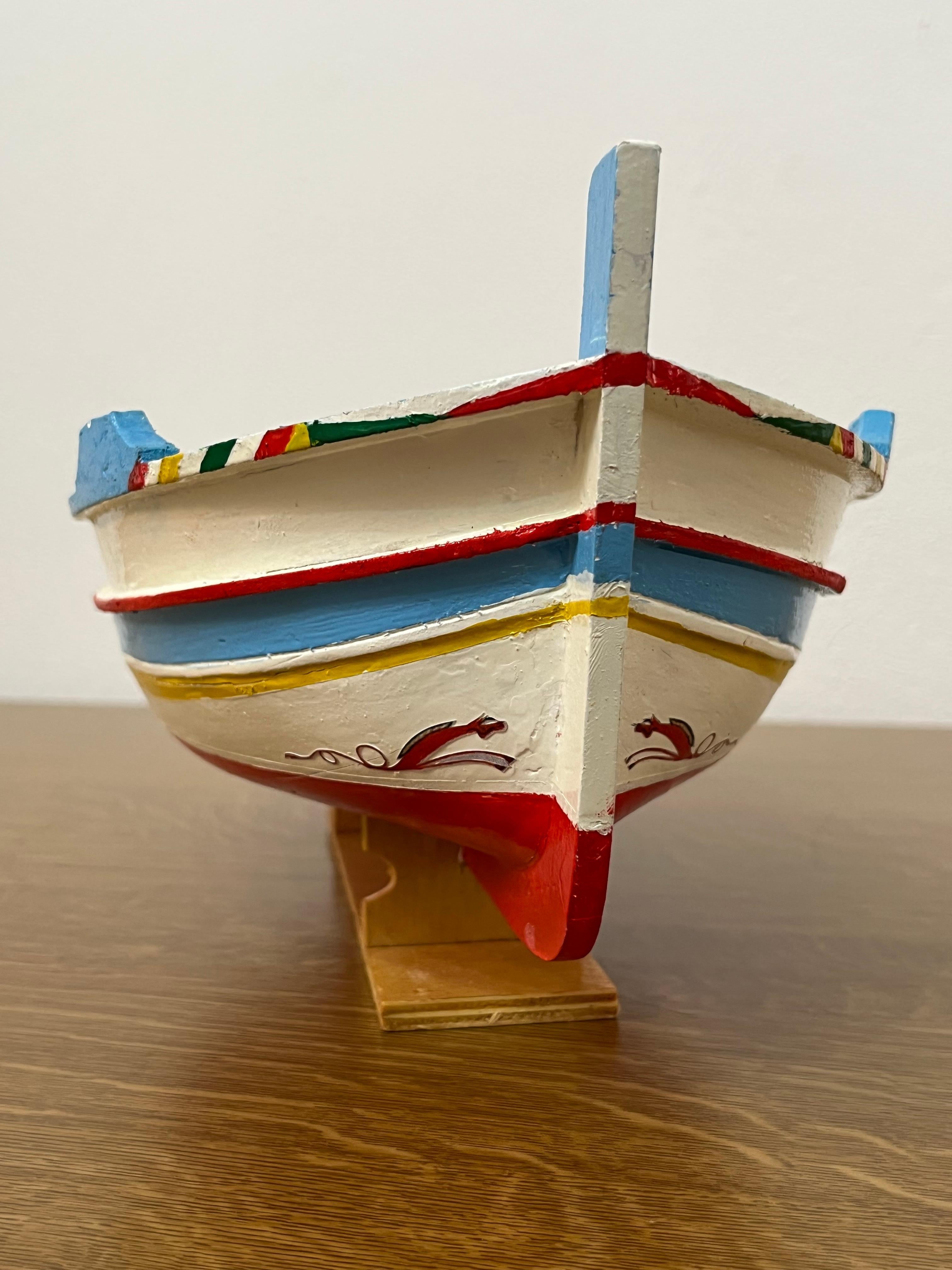 Miniature Model of Sicilian Fishing Boat, Handmade, 1980s For Sale 4