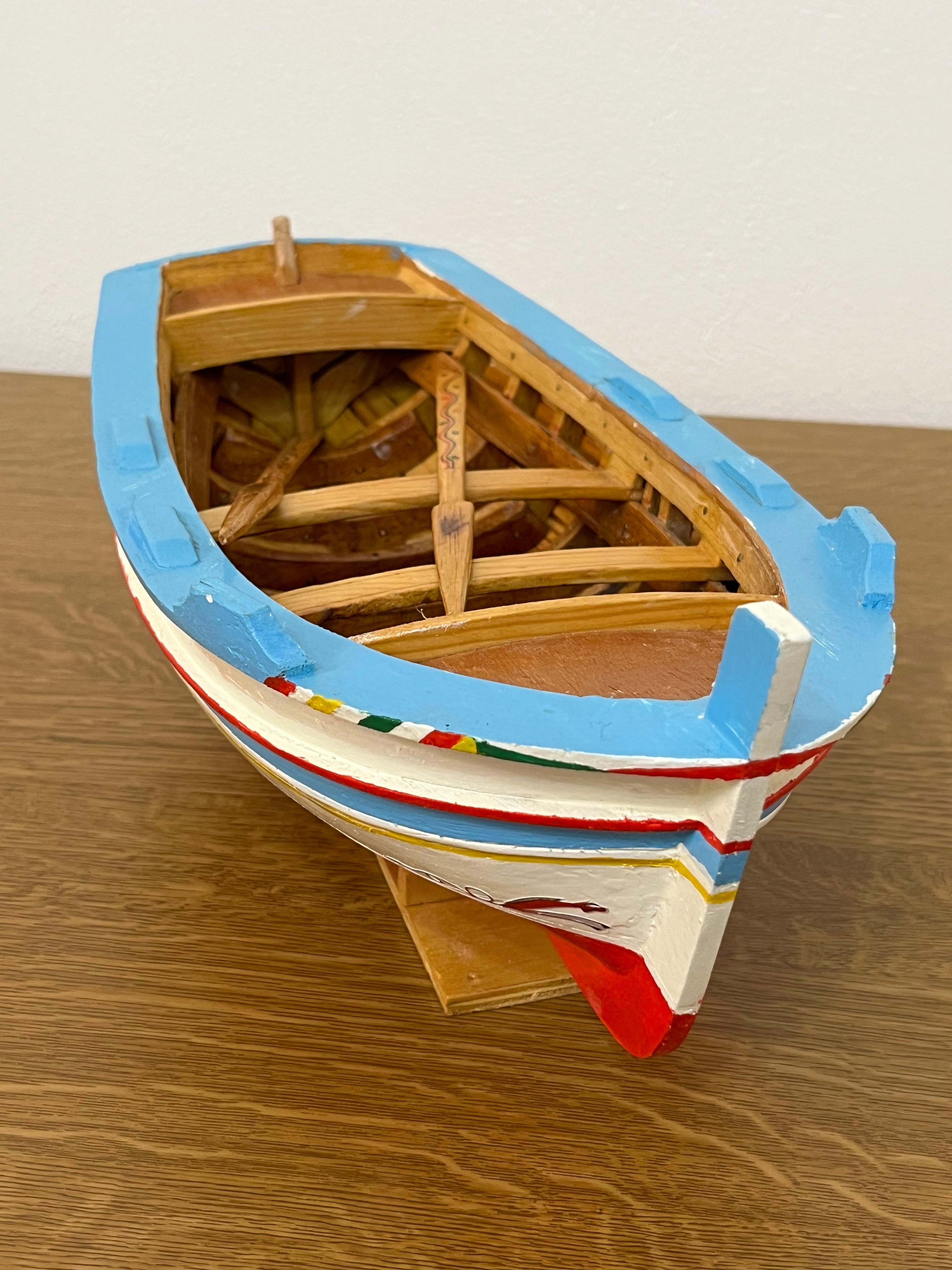 Miniature Model of Sicilian Fishing Boat, Handmade, 1980s For Sale 4