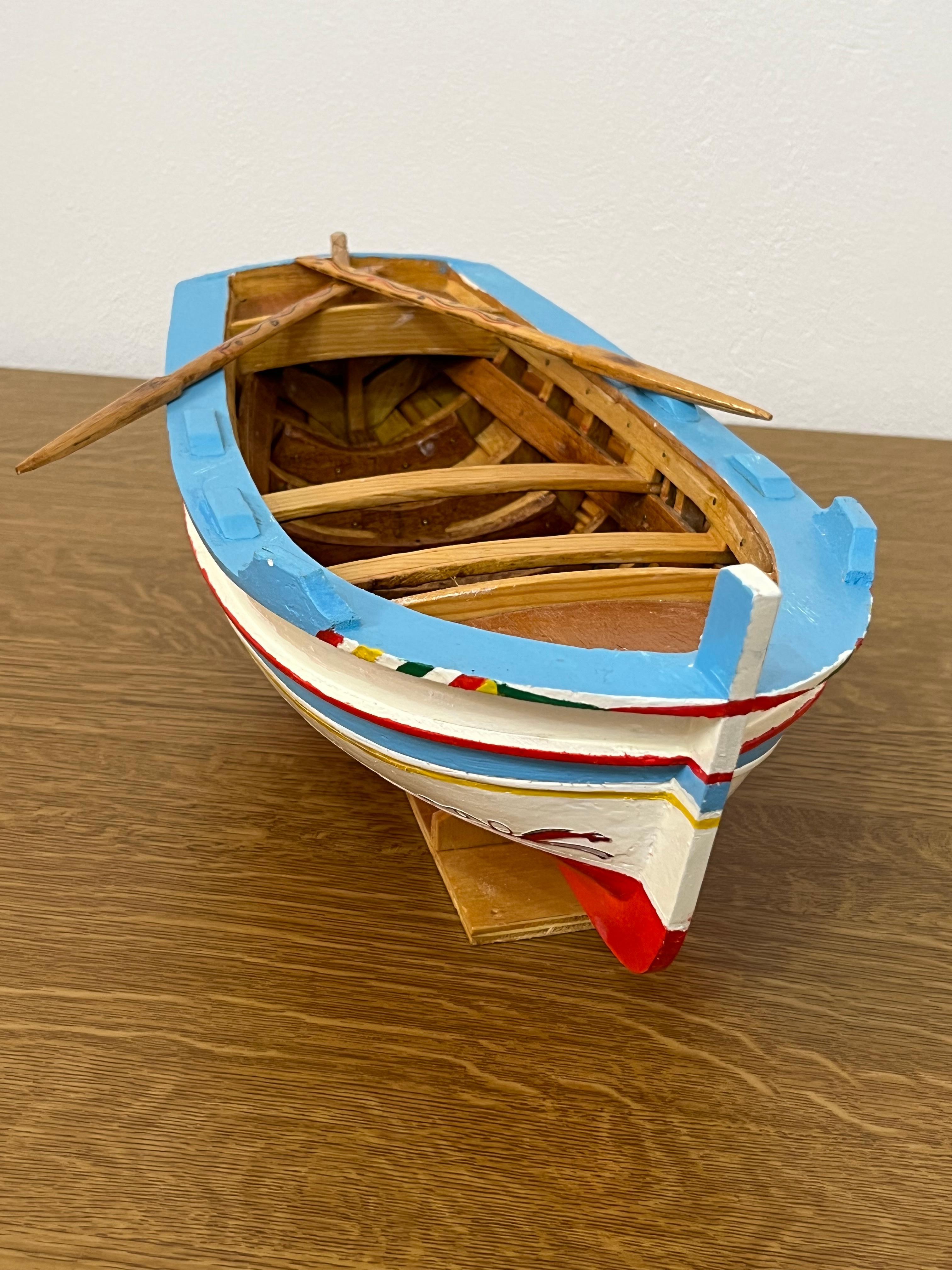 Miniature Model of Sicilian Fishing Boat, Handmade, 1980s For Sale 7