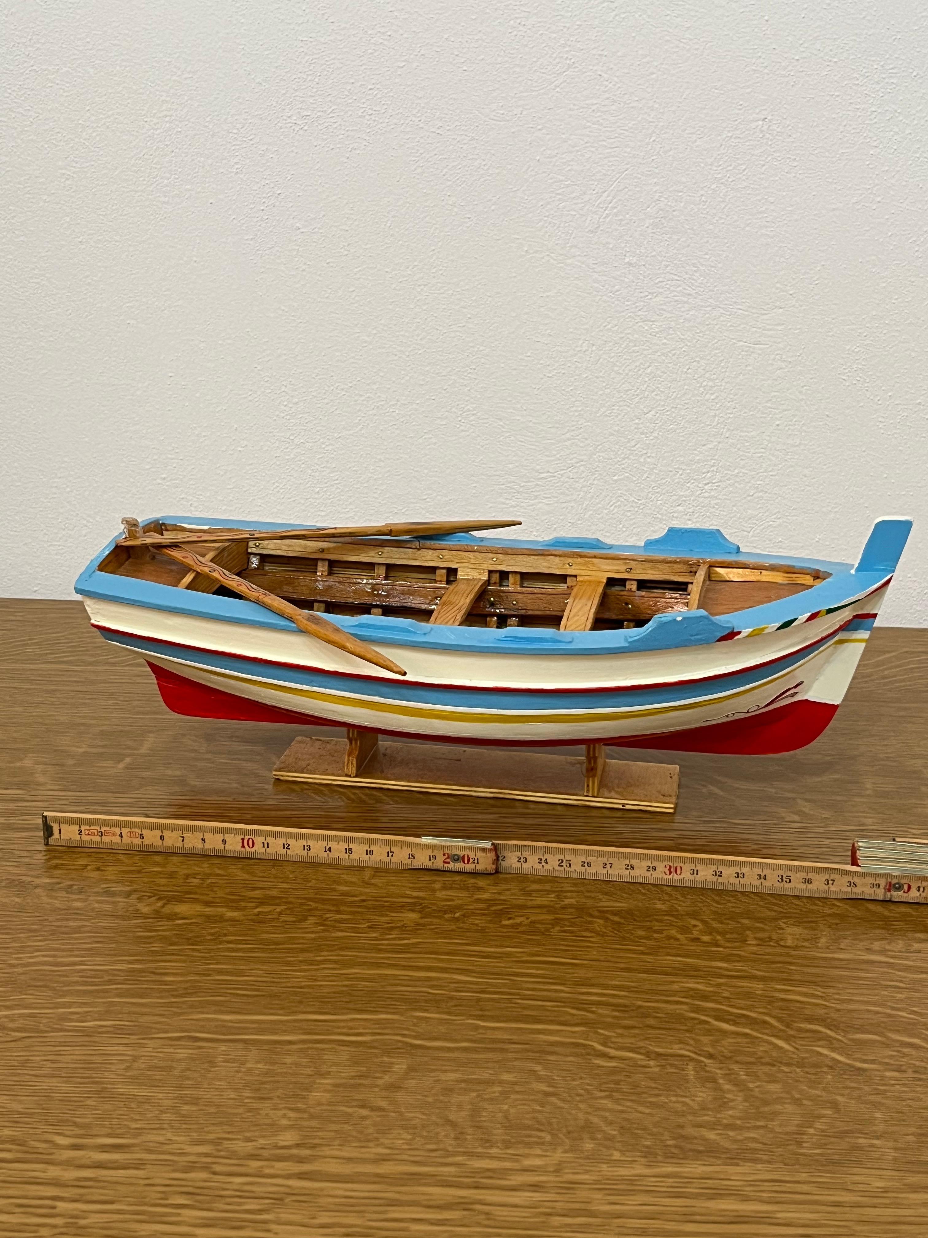 Miniature Model of Sicilian Fishing Boat, Handmade, 1980s For Sale 9