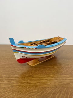 Miniature Model of Sicilian Fishing Boat, Handmade, 1980s