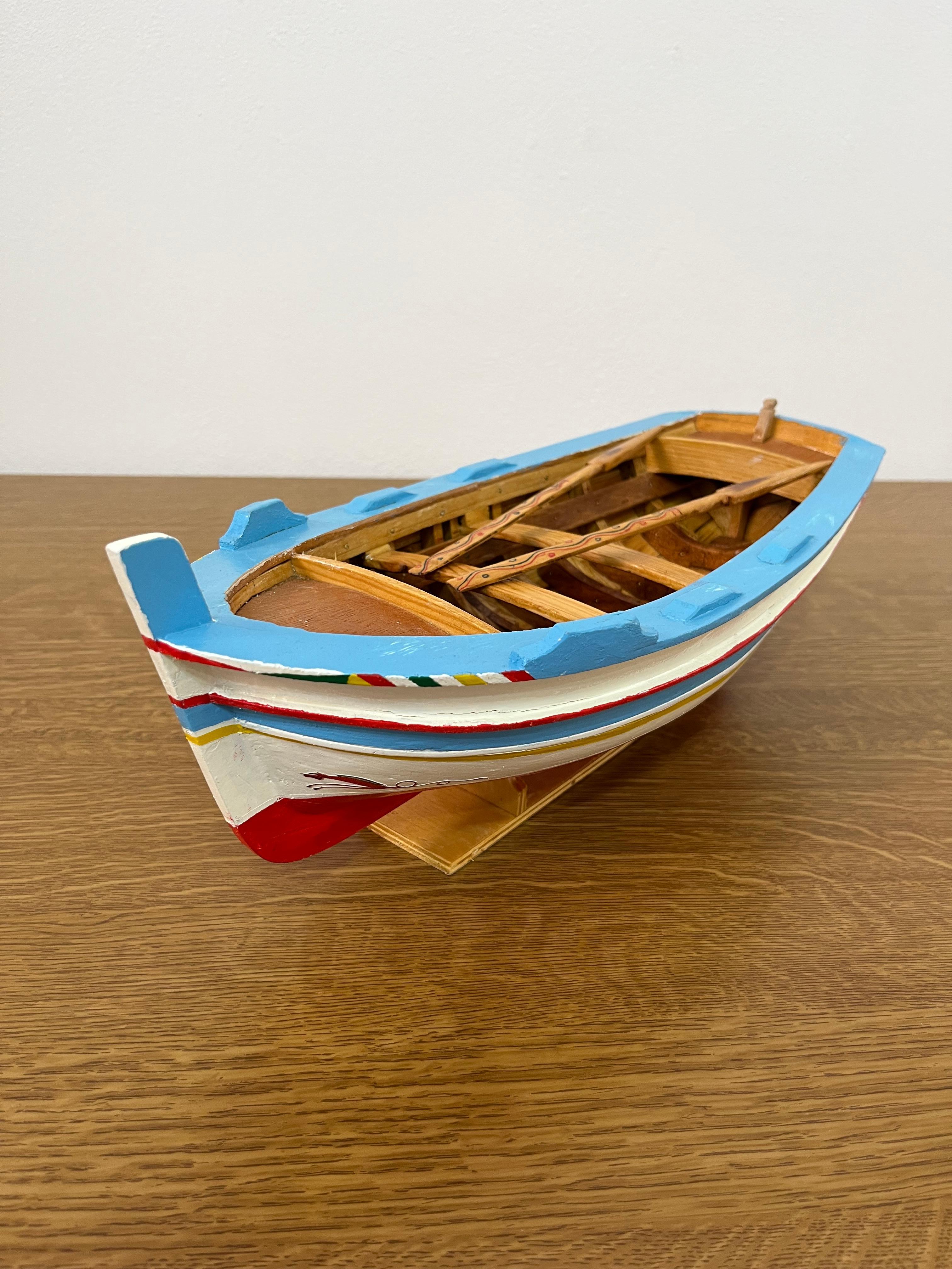 Miniatur-Modell eines sizilianischen Fischerbootes, handgefertigt, 1980er Jahre (Italian) im Angebot