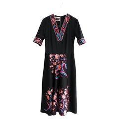 Modelly Vintage 1970s Rococo Floral Print A-Line Skirt Midi Dress