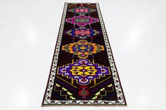 Moden Turkish Anatolian Kilim Runner - Vibrant Neon Floral Medallion Tribal
