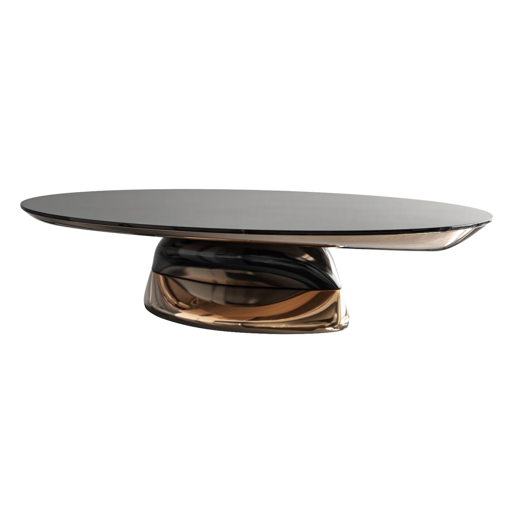 Table basse Modena en bronze et acier inoxydable, faite à la main, Istanbul en vente 2