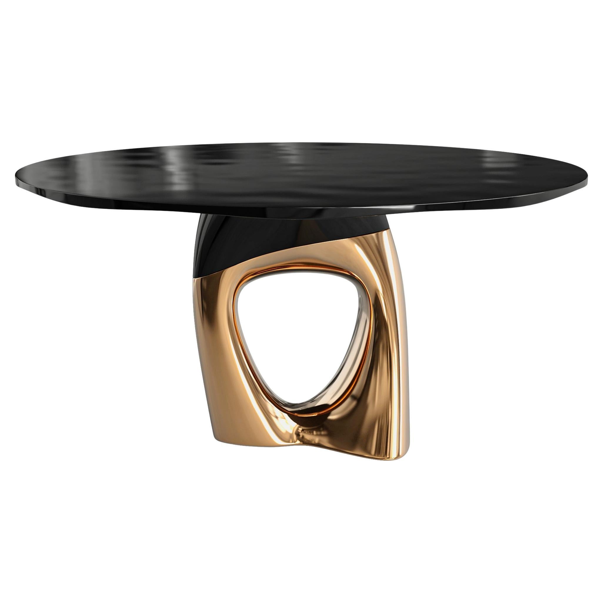 Tavolo rotondo "Modena" in bronzo e acciaio inossidabile, fatto a mano, Istanbul