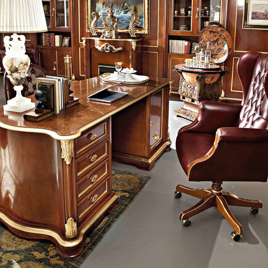 This Modenese Gastone item has been precisely conceived for CEOs and presidential offices. Its unique elegance and sense of power represent the perfect solution for executives. Chair structure in top-level wood and upholstery with premium Italian
