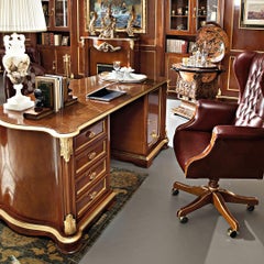 Modenese Gastone Swivel Armchair in Bordeaux Leather with Capitone Bottons