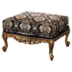 Modenese Luxury Interiors Pouf in Dark Damascus and Gold Leaf Base