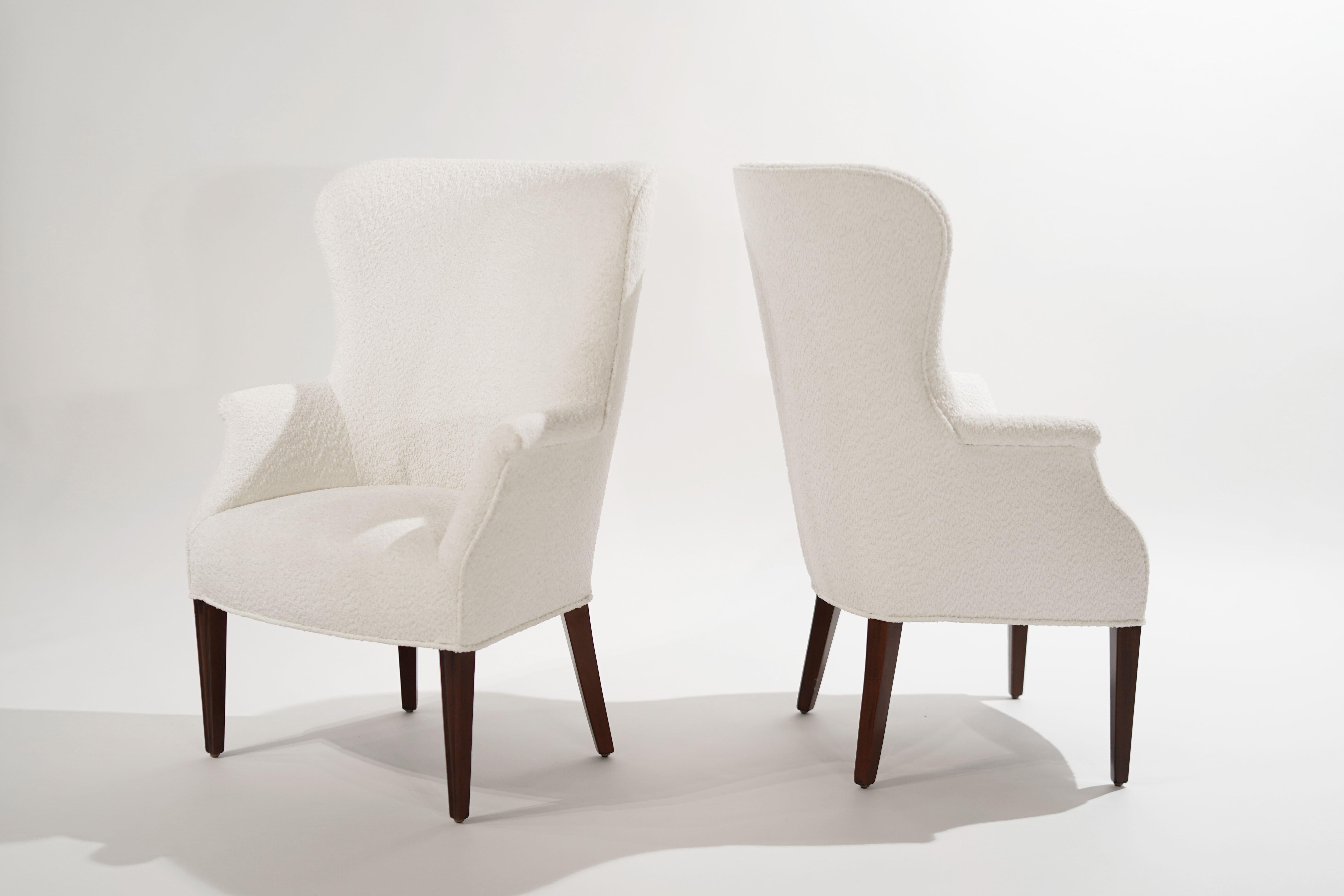 Mid-Century Modern Modenist Wingback Chairs in Bouclé, 1950s For Sale