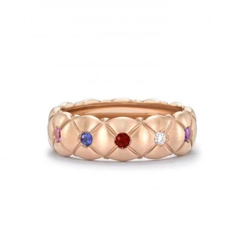 Gold 18K Ring Rose
Diamond 2-0,05 ct
Blue Sapphire 2-0,07 ct
Pink Sapphire 1-0,03 ct
Ruby 1-0,04 ct
Tsavorite 4-0,01 ct 
Amethyst
Weight 6.9 grams
Size 6.8 US



It is our honour to create fine jewelry, and it’s for that reason that we choose to