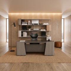 Shape modern executive desk in Canaletto Walnut with leather top