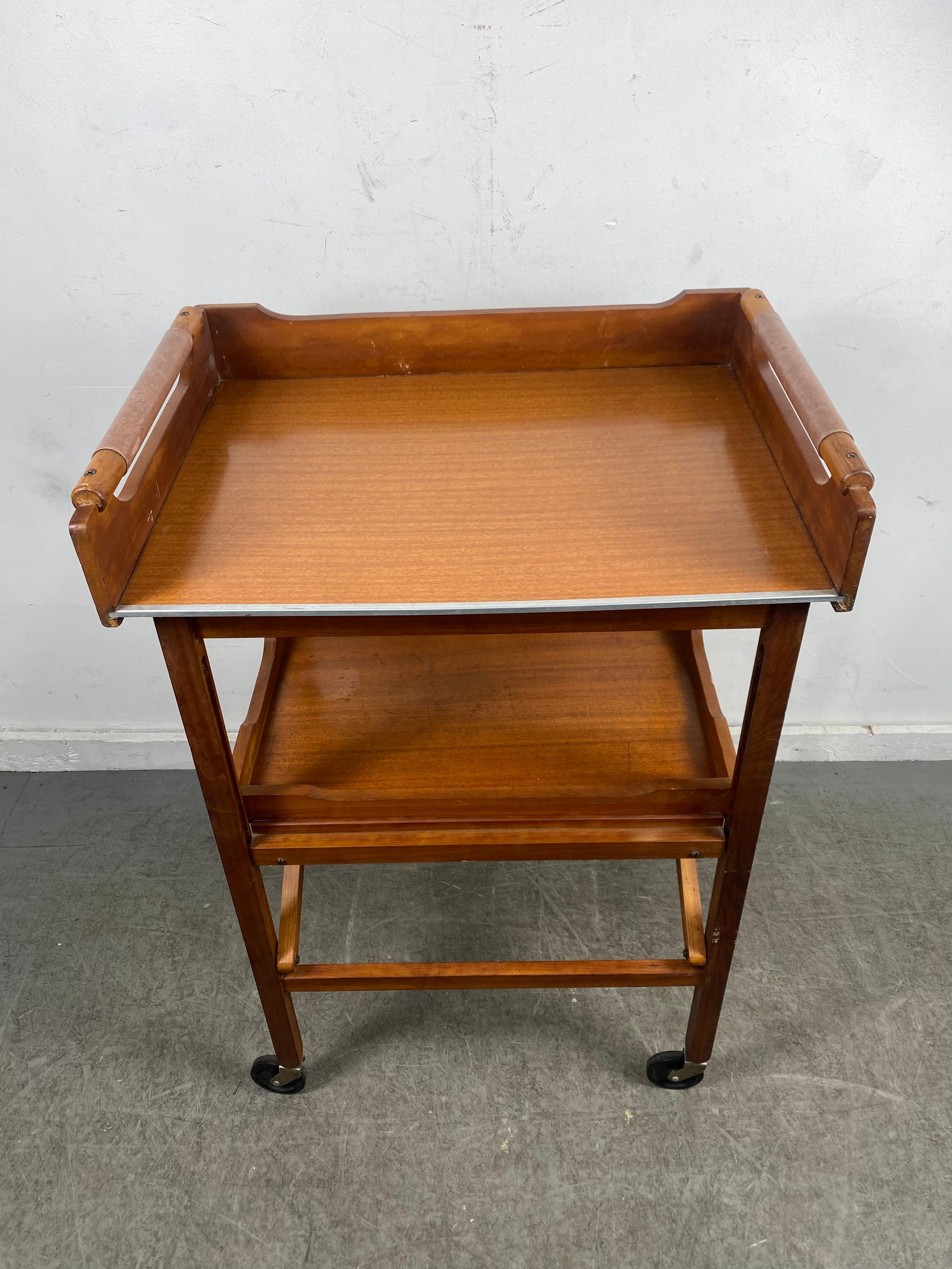 Moderdernist Teak Collapsible Bar Cart /Serving Cart Attrib Johannes Andersen 3